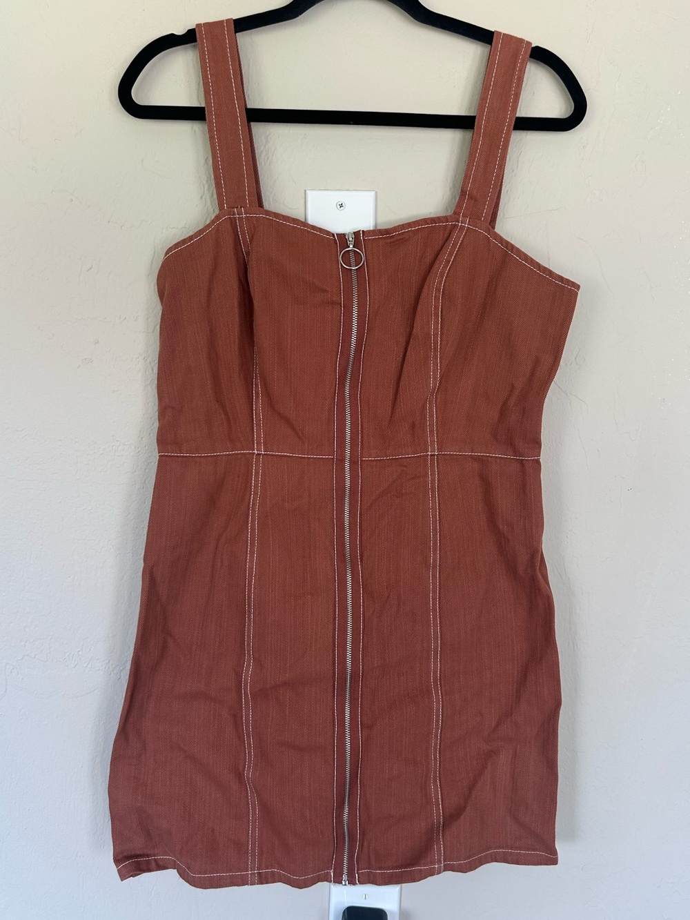 Chloe And Katie Brown Front Zip Up Dress Size Large (1666)